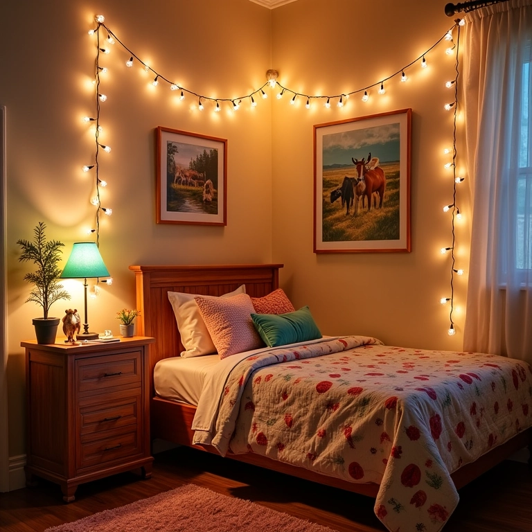 Iluminação personalizada com decoração vibrante.