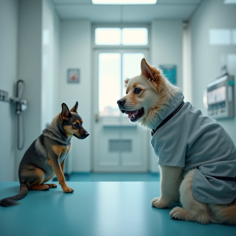 Iluminação que influencia o bem-estar animal em hospital veterinário.