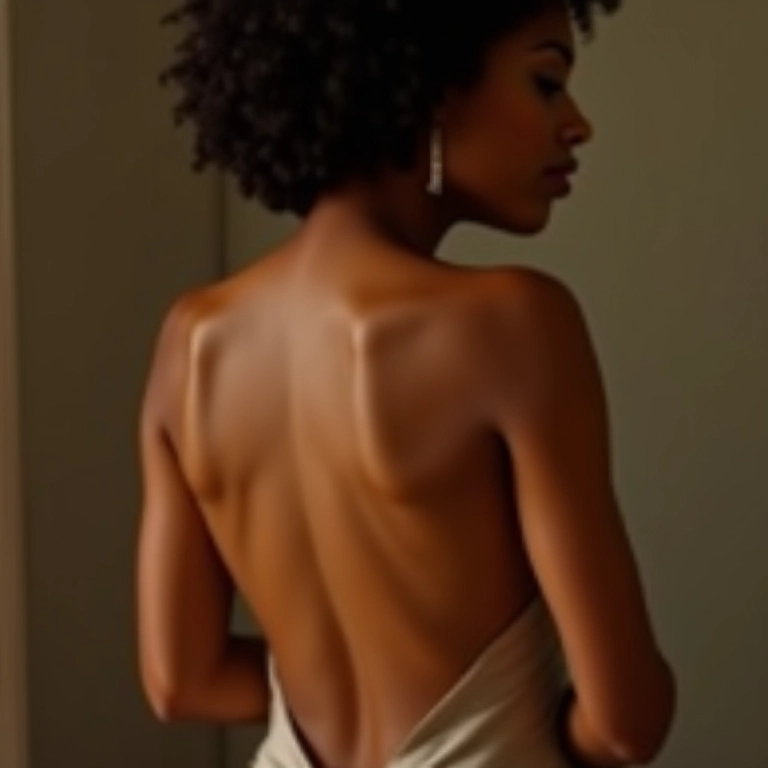 Iluminador corporal nas clavículas e ombros.