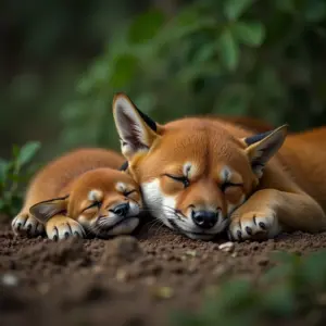 Ilustração conceitual do reino animal dormindo, mostrando diversos animais em sono profundo.