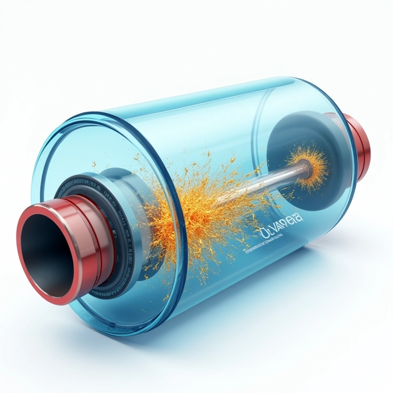 Ilustração da reação química no catalisador transformando compostos de enxofre.