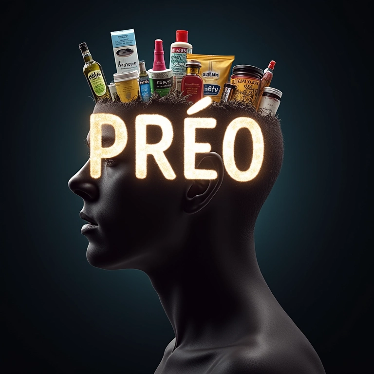 Imagem conceitual da palavra 'PREÇO' escrita em uma cabeça humana.