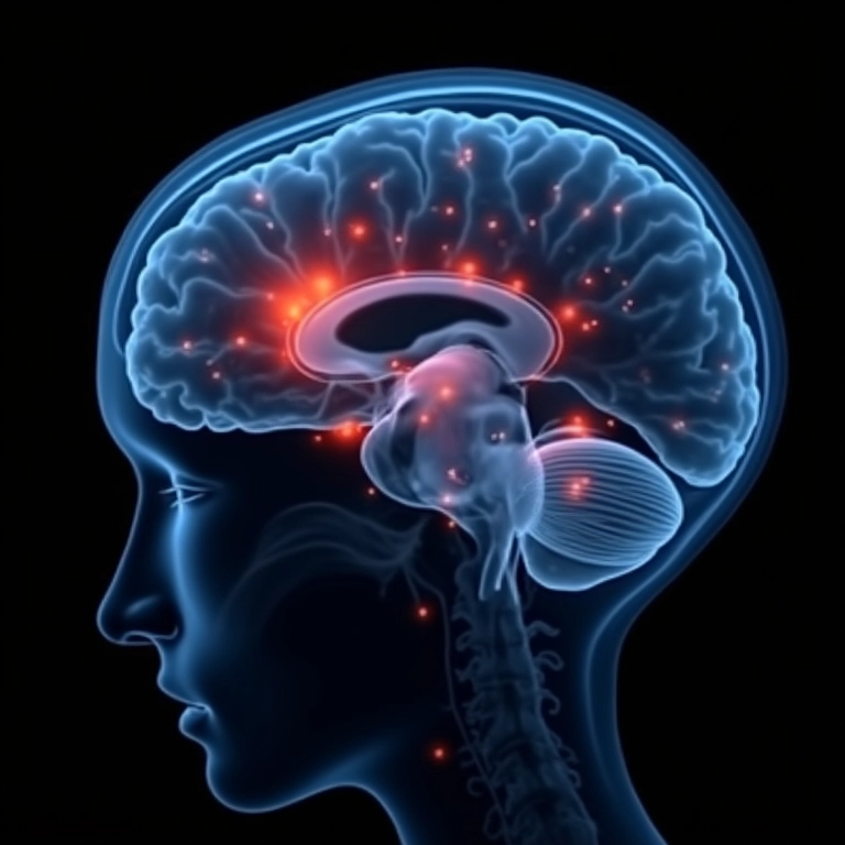 Imagem de ressonância magnética mostrando áreas cerebrais ativadas durante viagem astral.