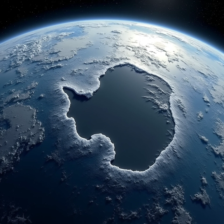 Imagem de satélite do buraco na camada de ozônio na Antártida.