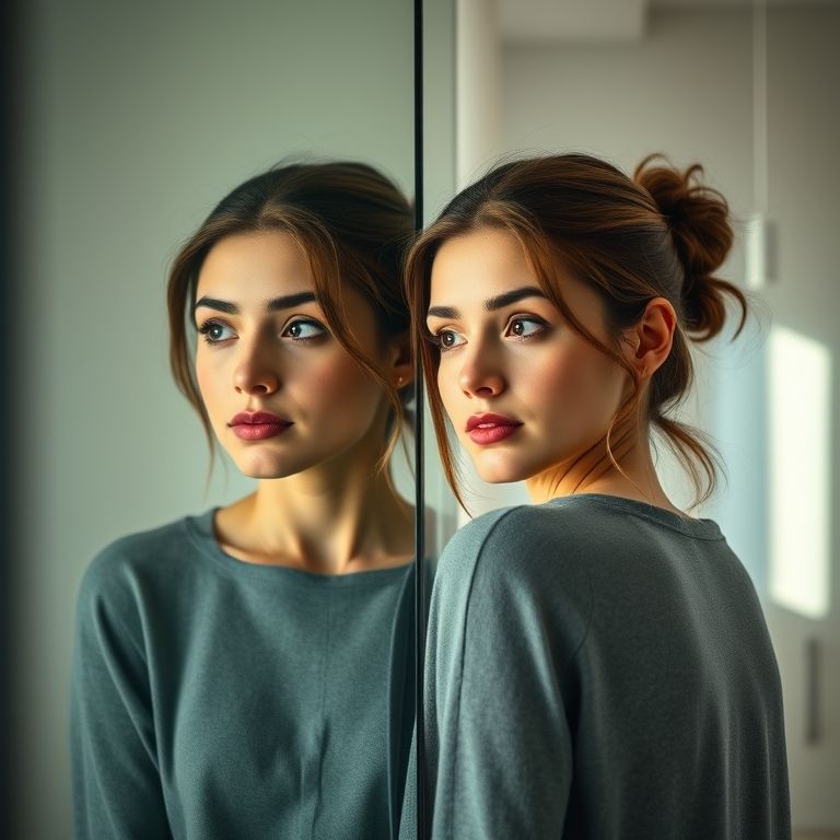 Imagem invertida no espelho.