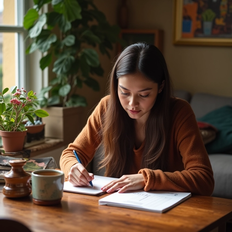 Influenciador escrevendo resenha de produto.