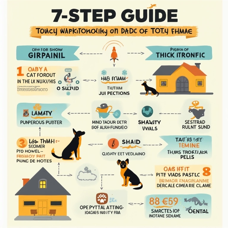 Infográfico com 7 passos para abrir um hotel pet aconchegante.