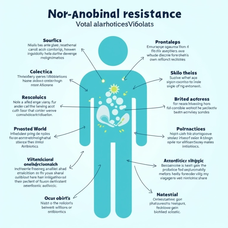 Infográfico sobre as causas da resistência bacteriana a antibióticos.