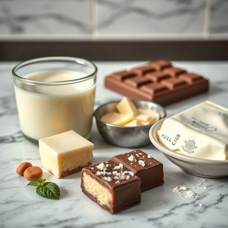 Ingredientes de alta qualidade para brigadeiro de colher: chocolate nobre, leite condensado, manteiga.