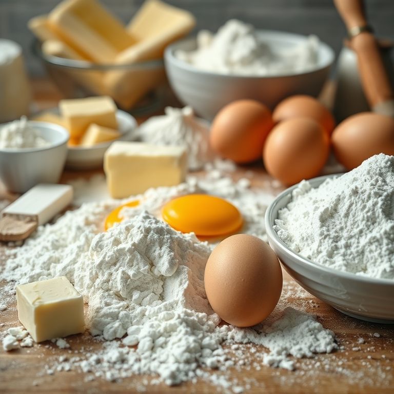 Ingredientes essenciais para bolo fofinho.