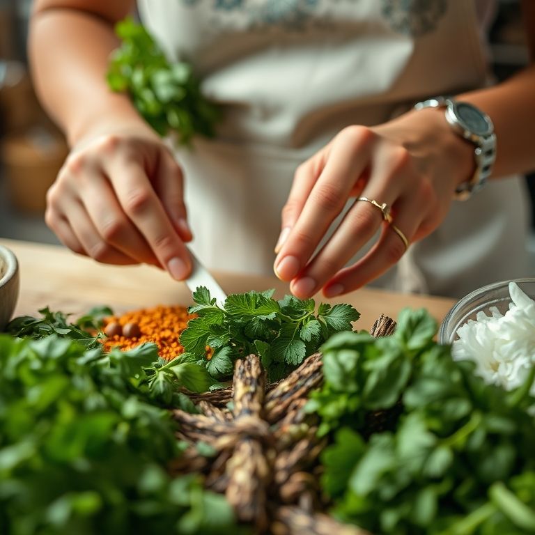 Ingredientes frescos e de qualidade sendo preparados para tempero caseiro.