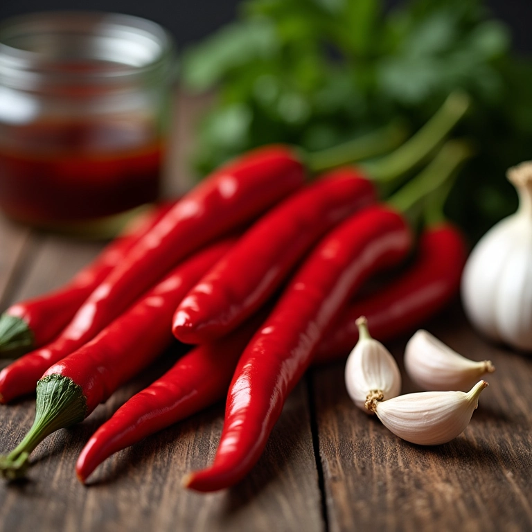 Ingredientes frescos para preparar a calda de pimenta repelente.