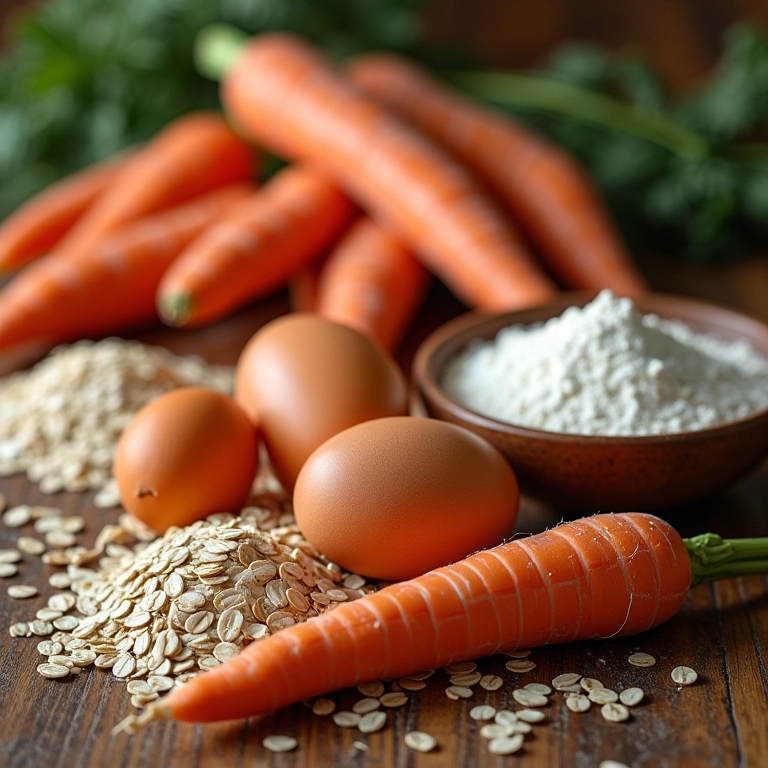 Ingredientes necessários para fazer pão de cenoura com aveia em casa.