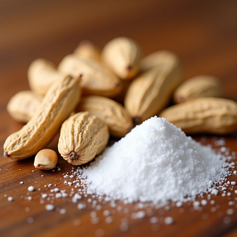 Ingredientes para paçoca: amendoim, açúcar e sal.