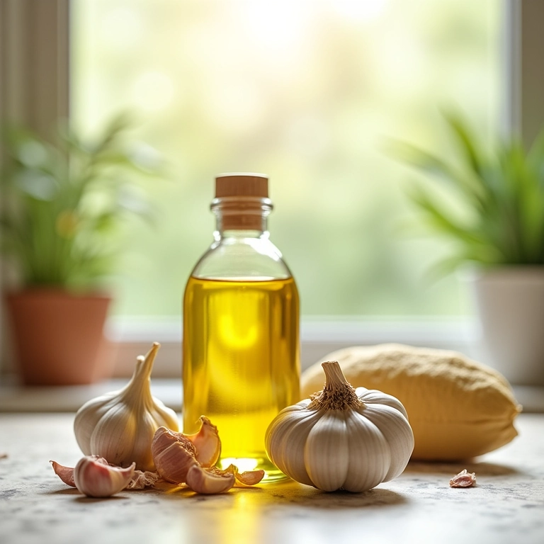 Ingredientes para repelente caseiro: óleo de neem, alho, sabão.