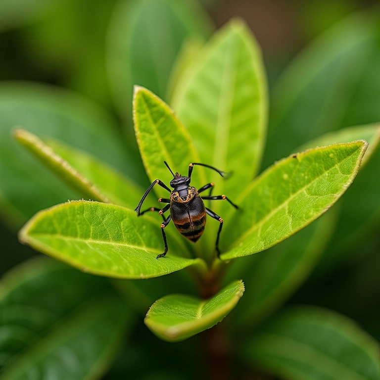 Inspeção de azaleia para proteger contra pragas e doenças.