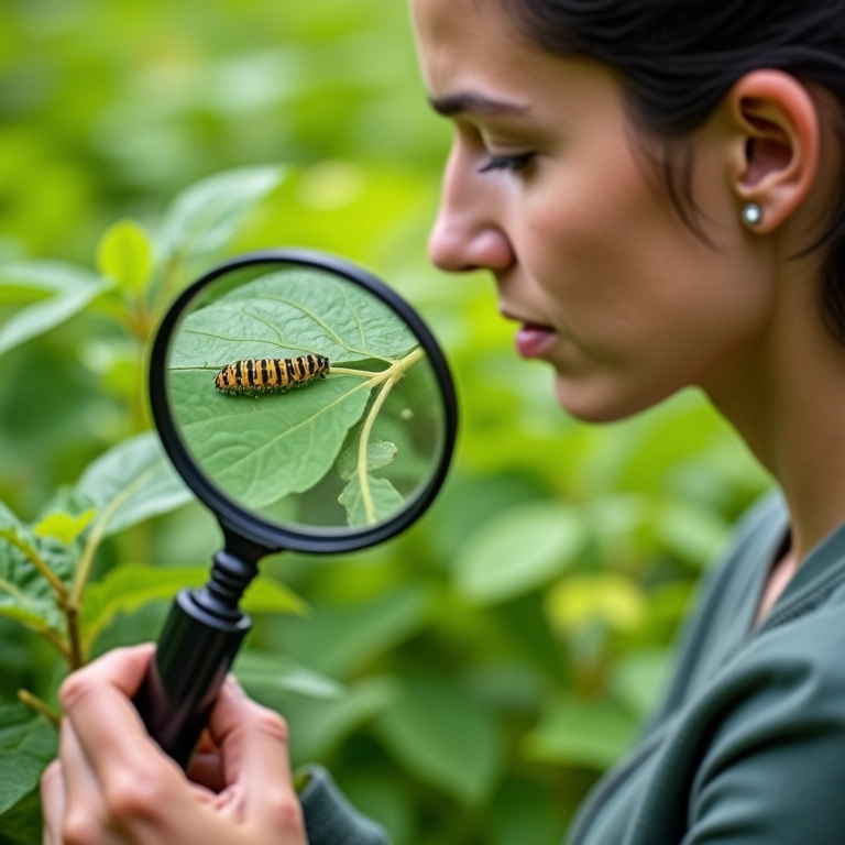 Inspeção regular de plantas em busca de pragas.