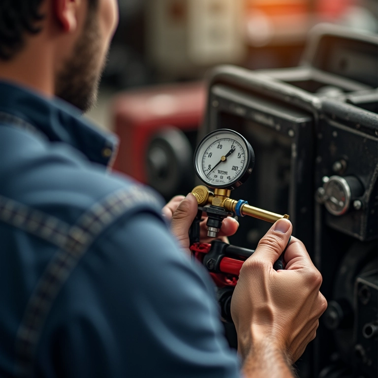 Instalação de manômetro de combustível em casa.
