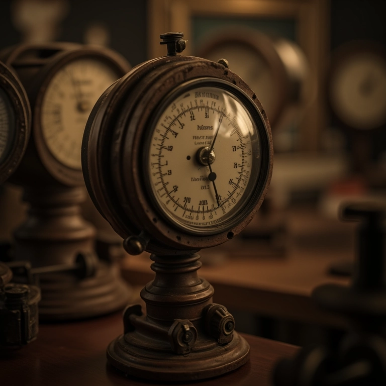 Instrumentos científicos antigos medindo a camada de ozônio.