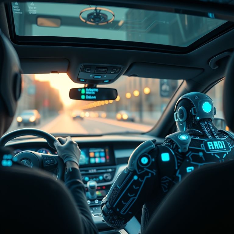 Inteligência Artificial processando dados em um carro autônomo.