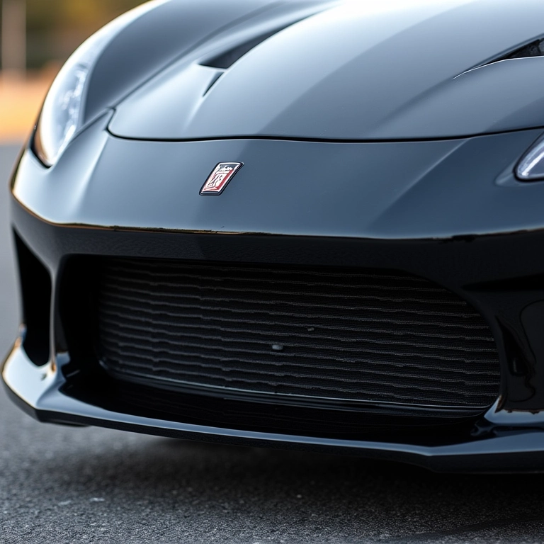 Intercooler frontal (FMIC) instalado em um carro esportivo.