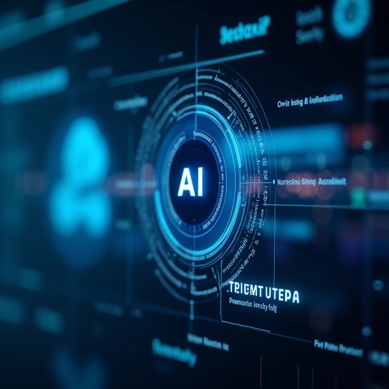 Interface futurística mostrando a evolução da tecnologia de prompts de IA, antecipando o futuro.