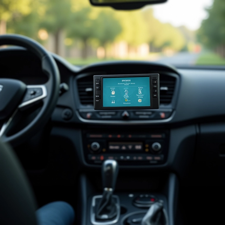 Interior de carro com ambientador e foco no conforto da direção.