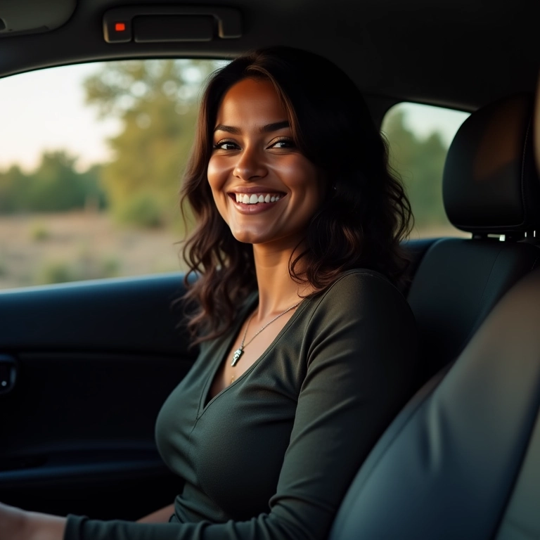 Interior de um Jeep Compass com freio de mão eletrônico.