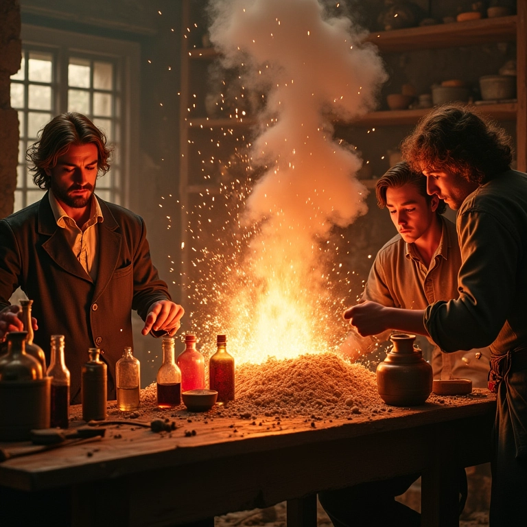 Invenção acidental da pólvora.