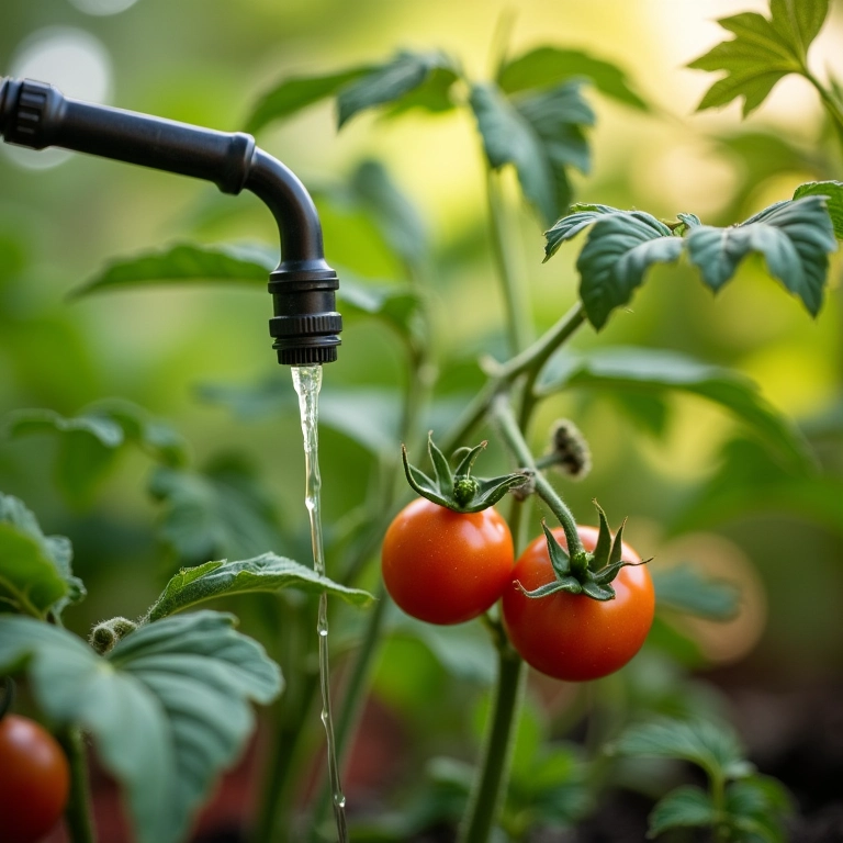Irrigação por gotejamento em horta de apartamento.