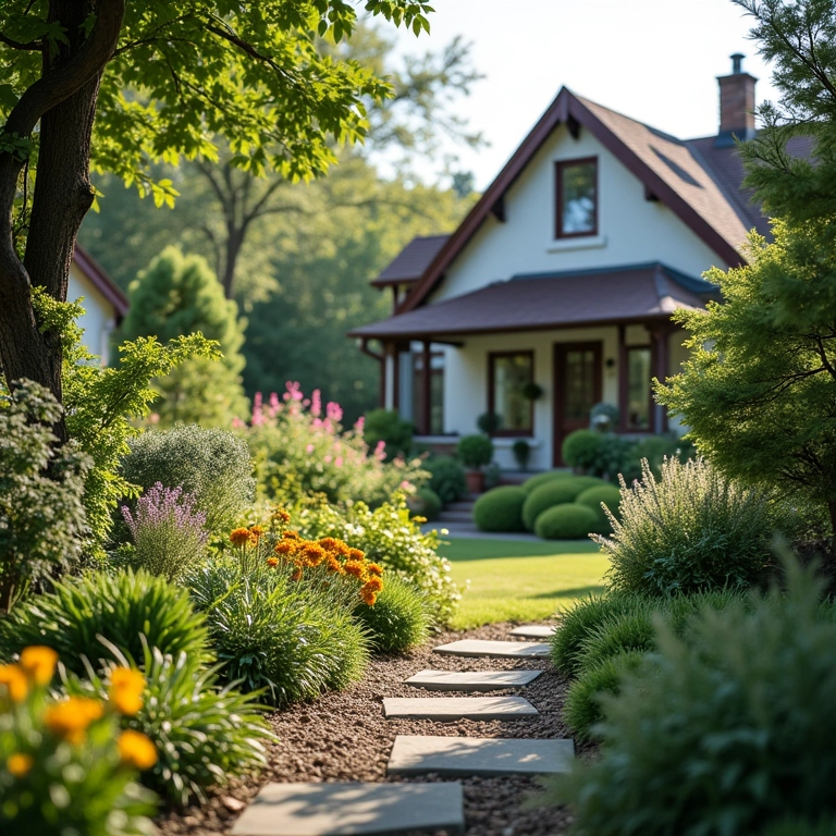 Jardim de chuva valorizando o imóvel.