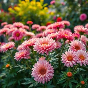 Crisântemos Significado Cores e Tradições Jardim exuberante com crisântemos coloridos.