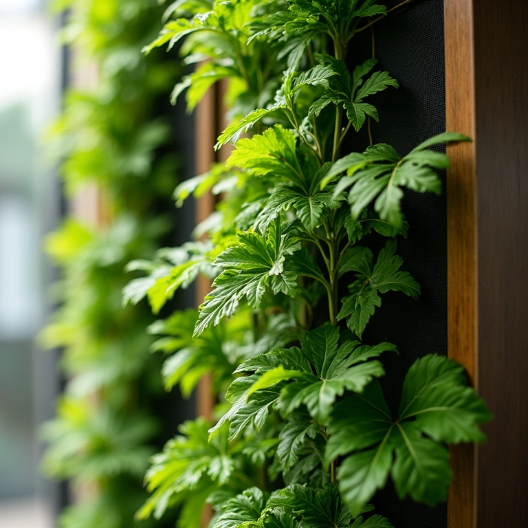 Jardim vertical com estrutura modular, fácil de instalar e personalizar.