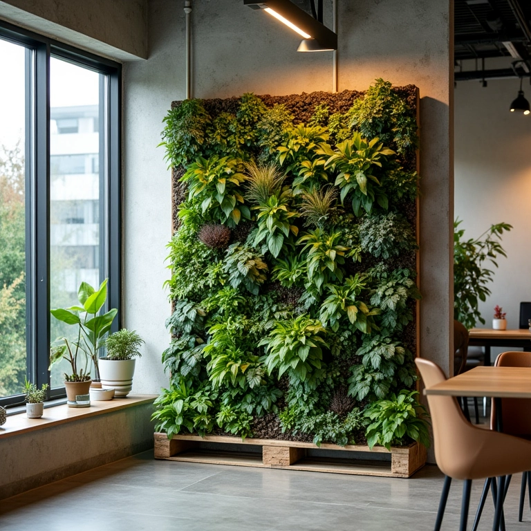 Jardim vertical com pallets, reaproveitamento e design sustentável.