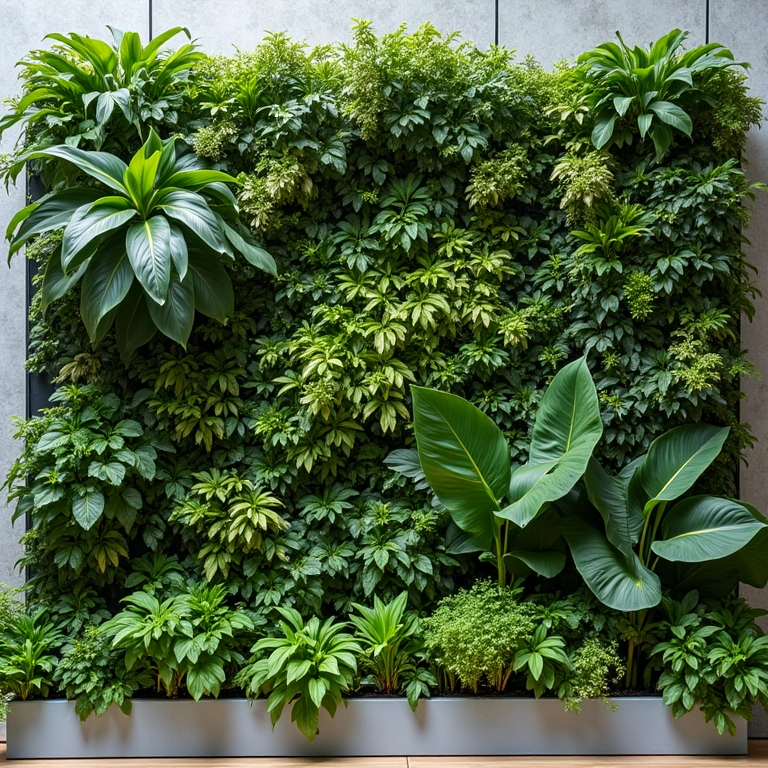 Jardim vertical com práticas sustentáveis e conscientes.