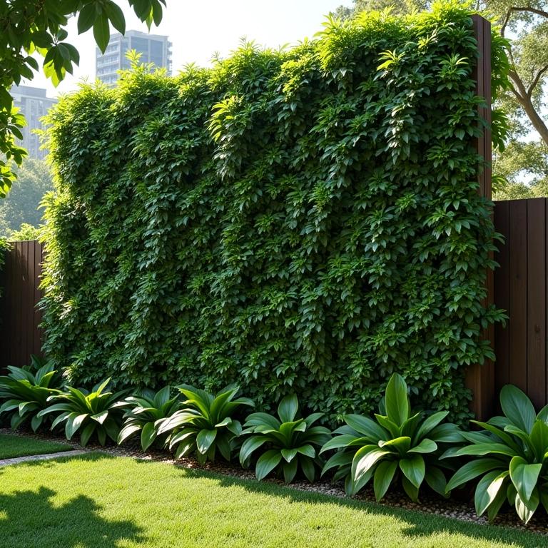 Jardim vertical com treliças.