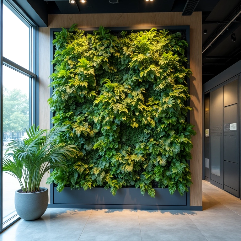 Jardim vertical preservado, beleza duradoura e baixa manutenção.