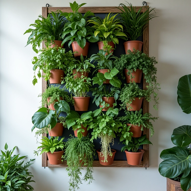 Jardim vertical suspenso com design elegante.