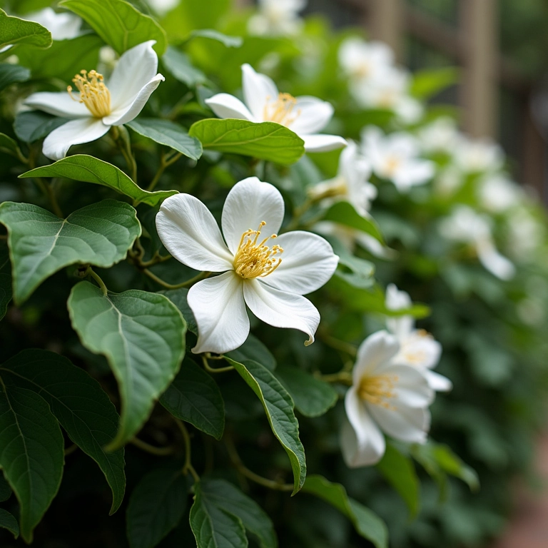 Jasmim-do-carolina perfumado cobrindo uma cerca em um jardim brasileiro.