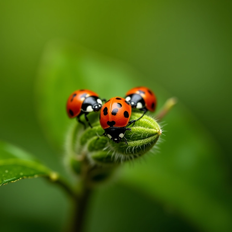 Joaninhas em planta livre de pesticidas.