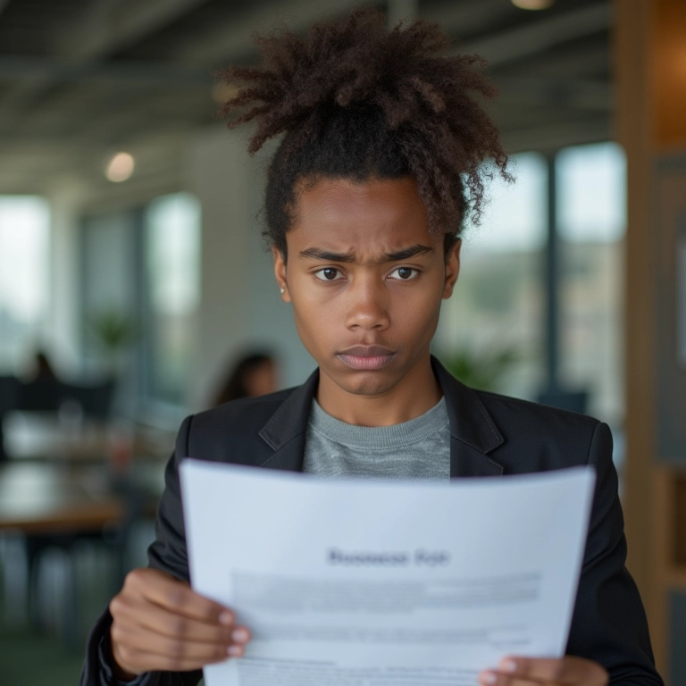 Jovem adulto confuso sobre o processo de sucessão da empresa familiar.