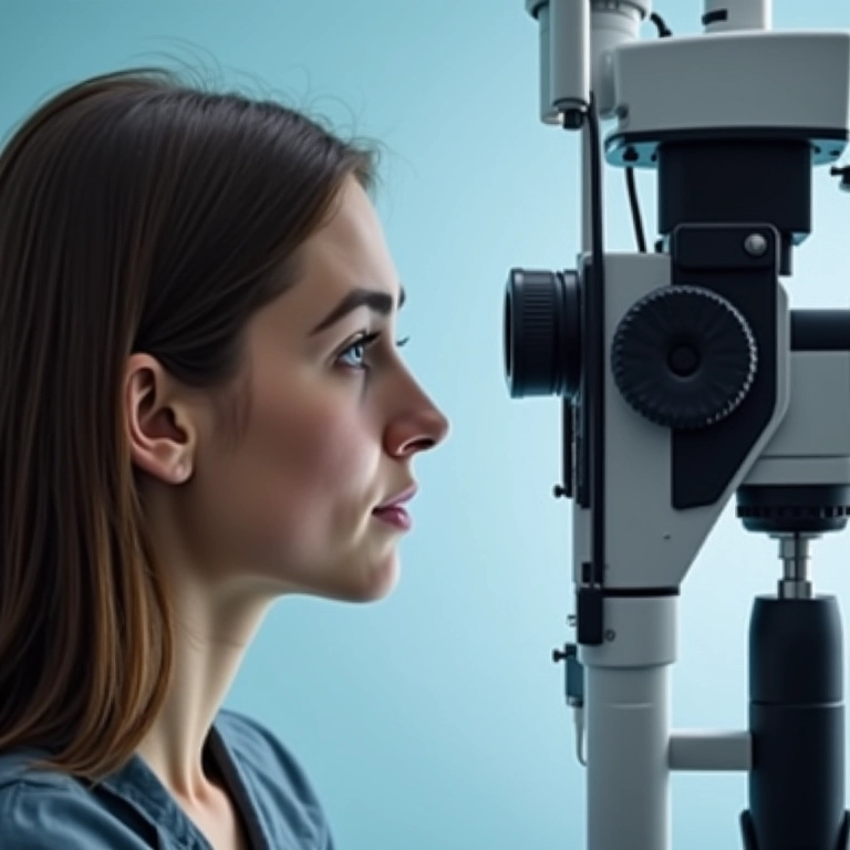Jovem adulto fazendo exame de vista para astigmatismo.