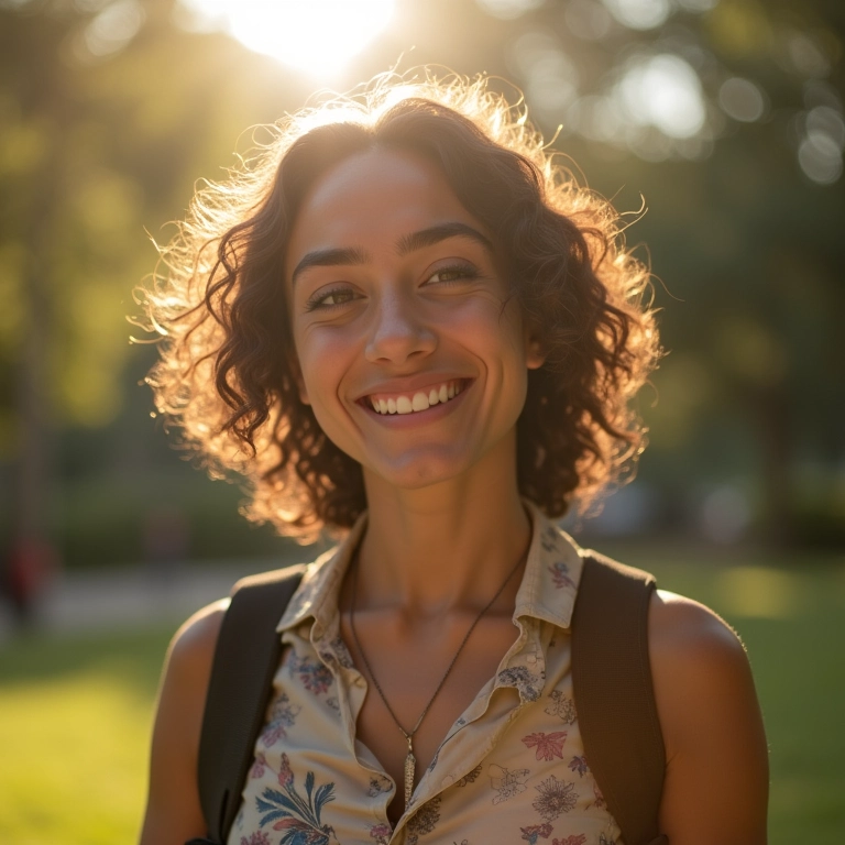 Jovem consultando guia vocacional baseado no zodíaco perto do Parque Ibirapuera.