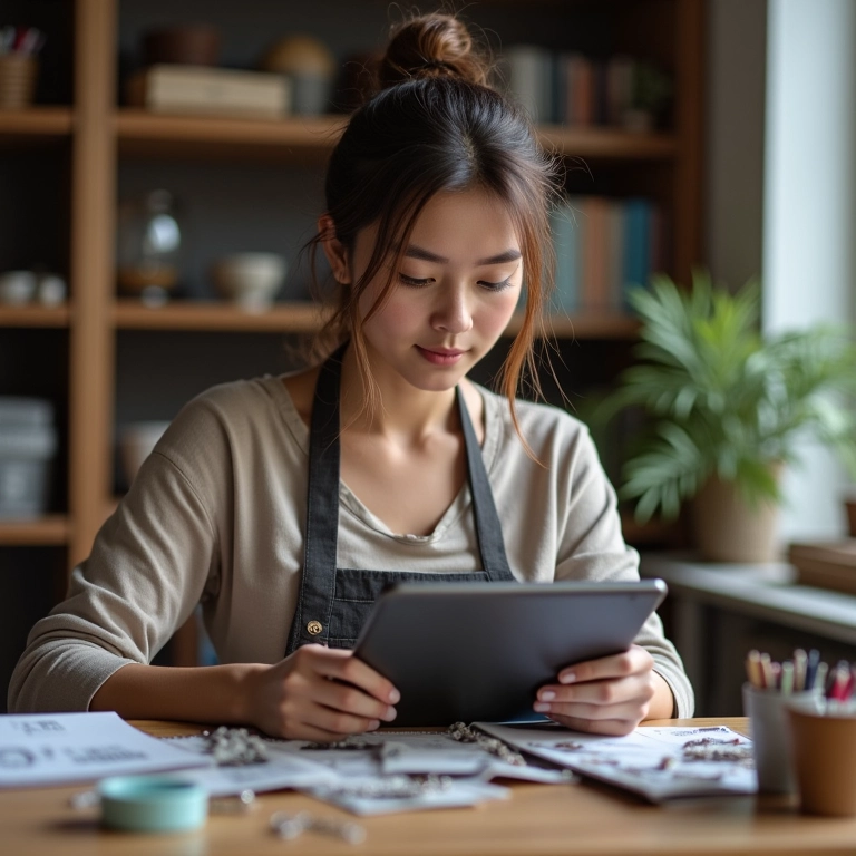 Jovem consultando informações sobre MEI em tablet.