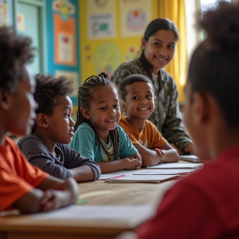 Jovens participando de workshop sobre direitos humanos, representando a educação promovida pela Anistia Internacional.