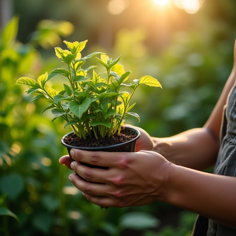 Kit de ferramentas para jardinagem Tramontina em um jardim.