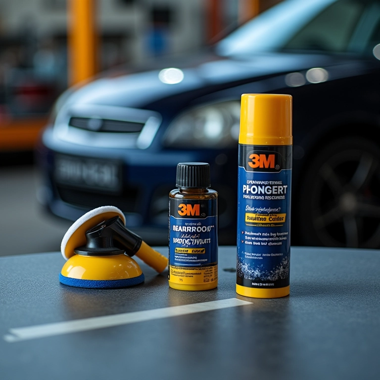 Kit de polimento de farol 3M em bancada.