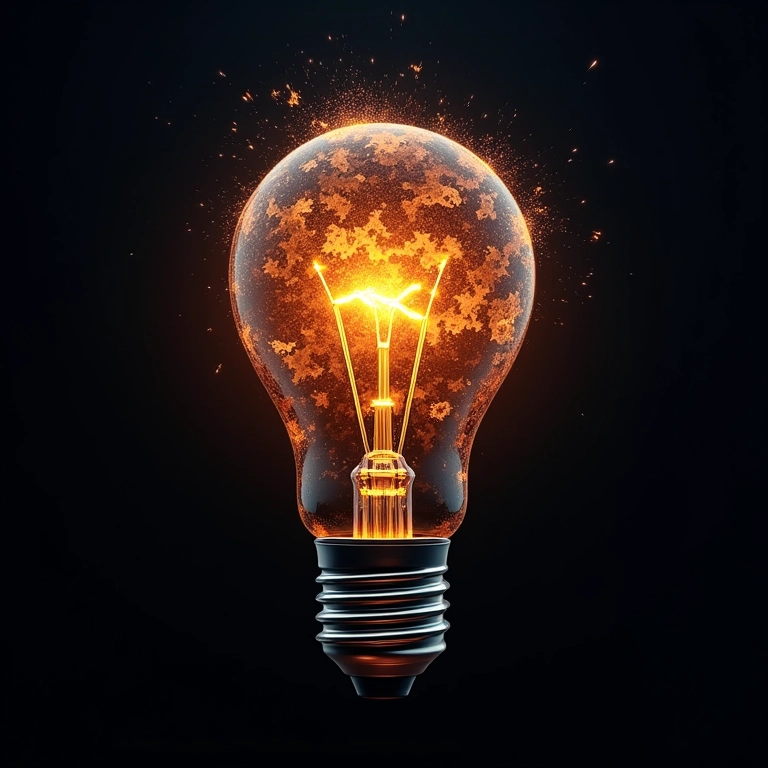 Lâmpada feita de engrenagens, simbolizando inovação a partir do fracasso.