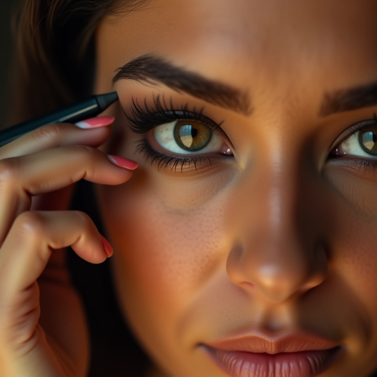 Lápis preto na linha d'água para realçar o olhar.