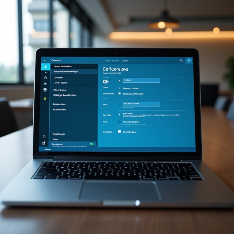 Laptop mostrando as configurações de rede com o endereço IP visível.